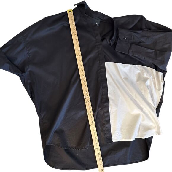 Simply Mila USA Black + White Block Button Up Cotton Shirt Dolman Sleeves M - Picture 4 of 8